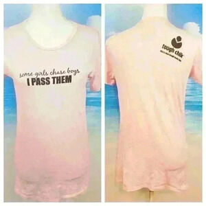 TOUGH CHIK Womans PINK T-shirt GRAPHIC Top Lightweight Cotton Blend size XL 1x